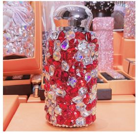 Women's Diamond Cup 304 Stainless Steel Thermos Cup (Option: Red Crystal Cup-260ml)